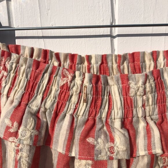 Misa Los Angeles Striped Off The Shoulder Smocked Embroidered Boho Top - Picture 5 of 10